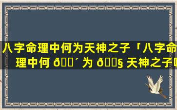 八字命理中何为天神之子「八字命理中何 🐴 为 🐧 天神之子呢」